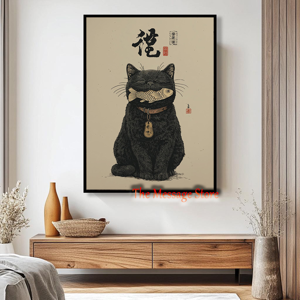 Black Lucky Cat Ukiyo-e Japane - огляд і ціна Japanese Traditional Lifestyle