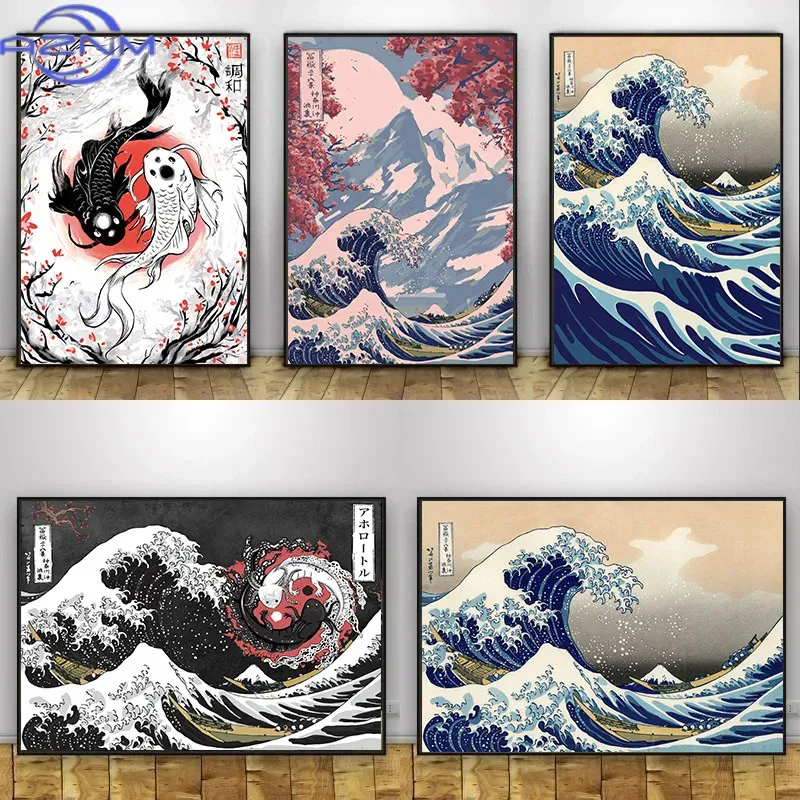 AZNM Canvas Painting Big Wavy  - огляд і ціна Japanese Traditional Lifestyle